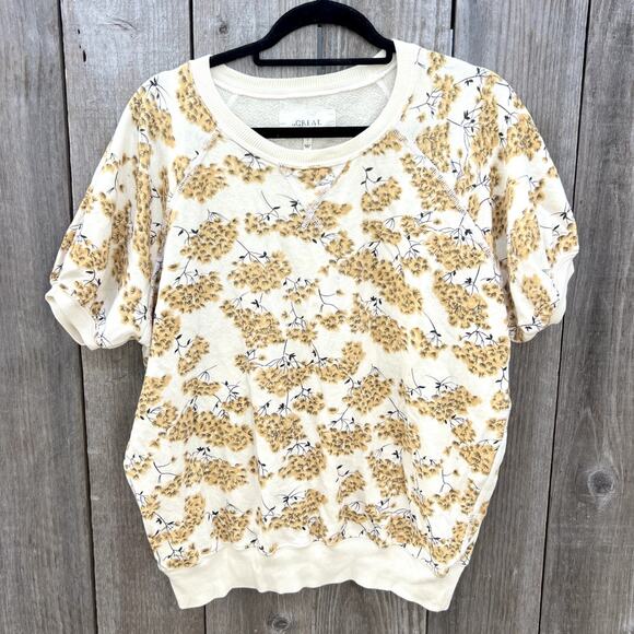 The Great. | Puff Sleeve Sweatshirt Chamomile Floral Size 2 Medium - Picture 2 of 7